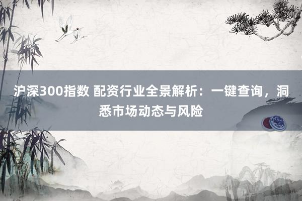 沪深300指数 配资行业全景解析：一键查询，洞悉市场动态与风险